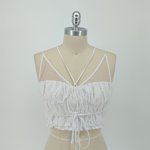 00039 Joanthan Simkhai Ruched Sweetheart Bustier Top White 10	summer resortwear - Picture 1 of 8